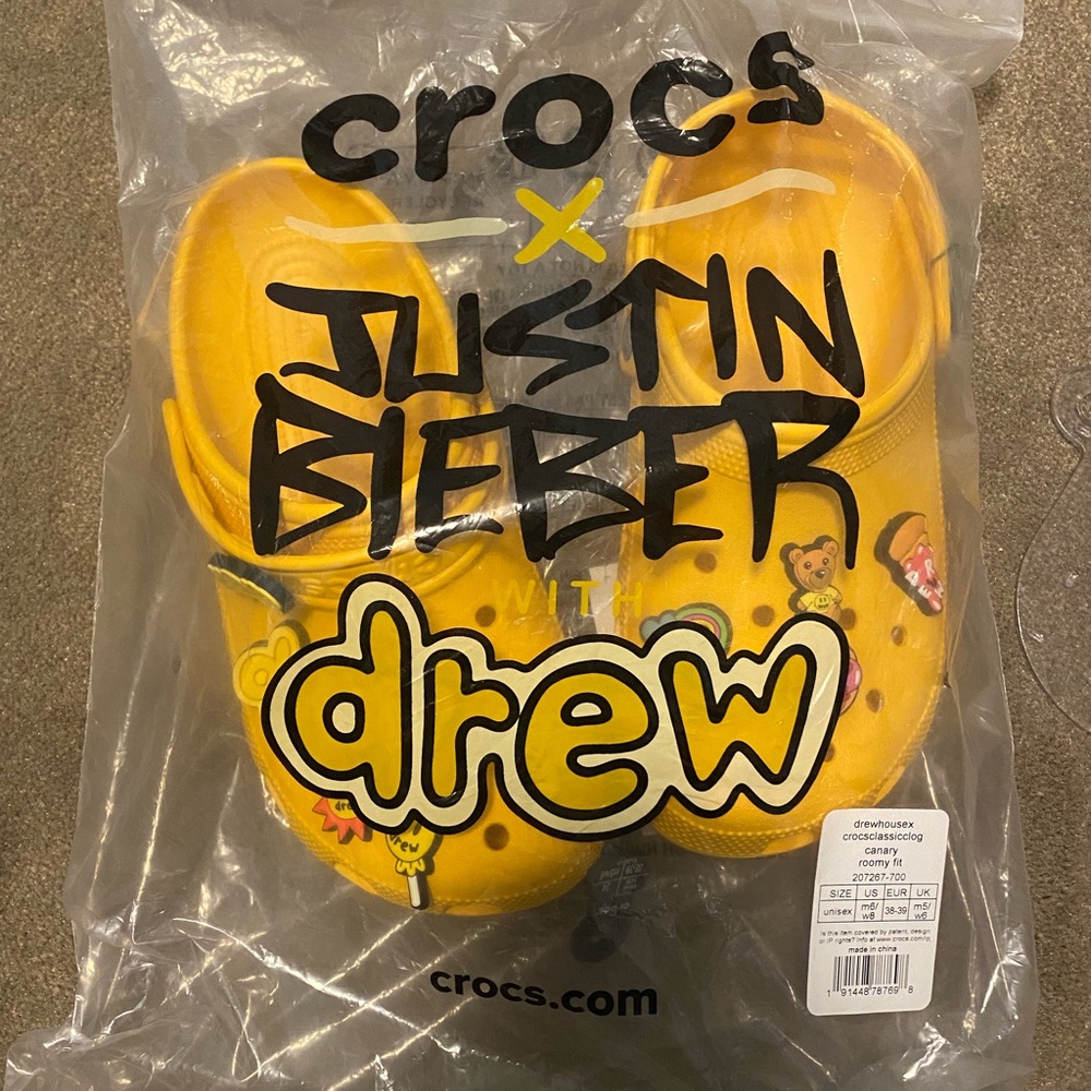 BRAND NEW Justin Bieber Drew House Crocs Sz. 6 Men/ 8 Women